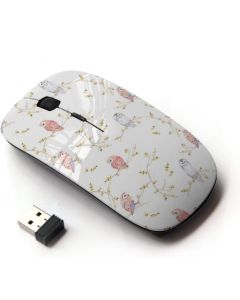 KOOLmouse [ Optical 2.4G Wireless Mouse [ Owl Branch White Pink Blue Pattern ]